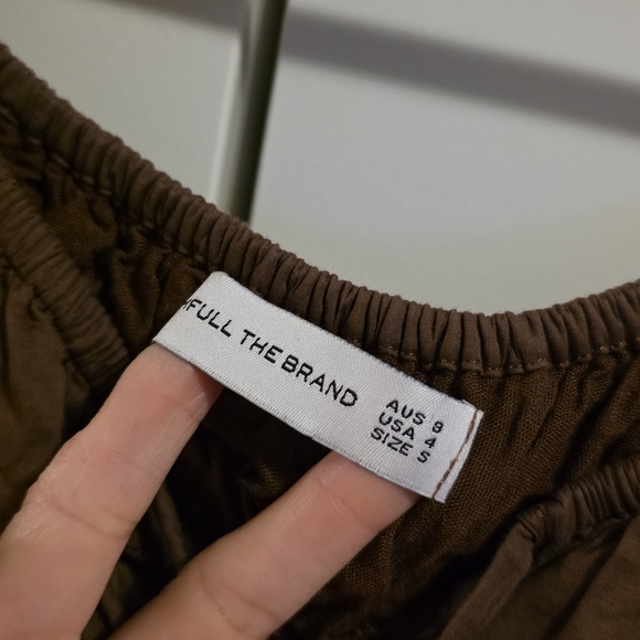 Faithfull The Brand Fabiolla Dress Mini Puff Sleeve Cinched Brown Fall Size 4 - Picture 4 of 10